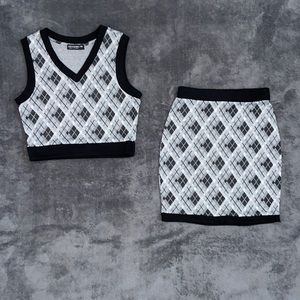 Plaid Top & Mini Skirt Matching Set